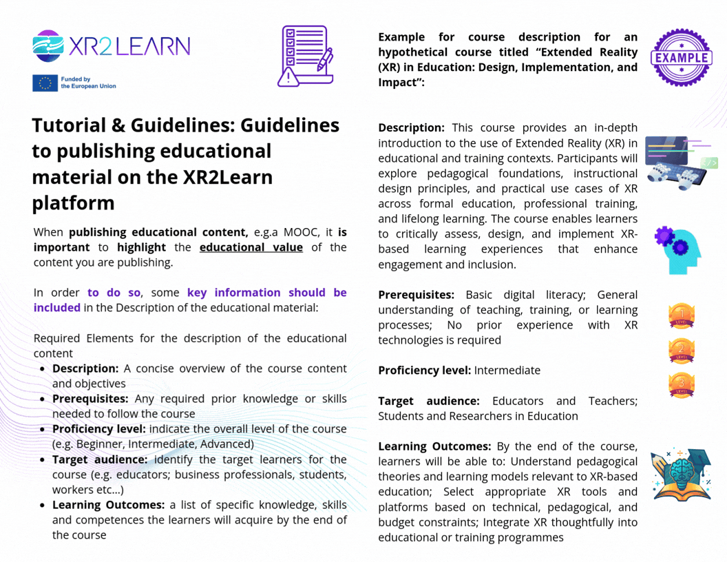 Tutorial & Guidelines Publish education material